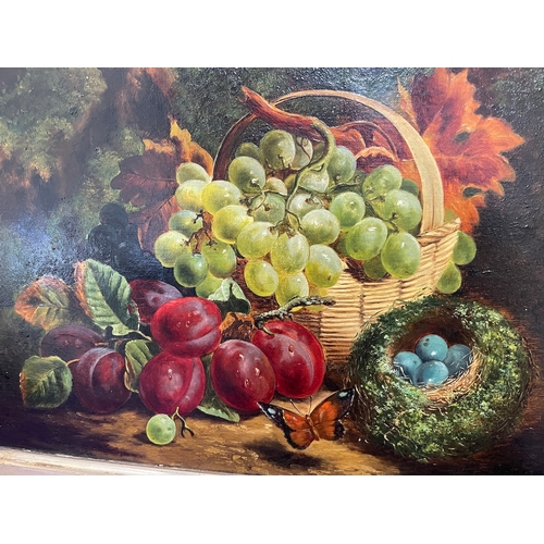 10 - Early 19th Century Oil on Canvas Still Life Study Fruits in and around basket - Monogrammed bottom R... 