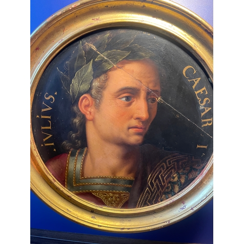 11 - Late 18th Century Italian School Grand Tour Head studies of Caesar and Tiberius III.
Oils on oak pan... 