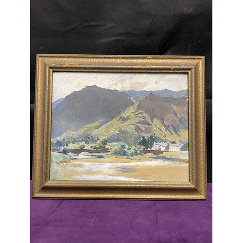 22 - Original 19th Century painter Frank Dean (1865–1947) Dwelling at foot of mountains - Framed 12