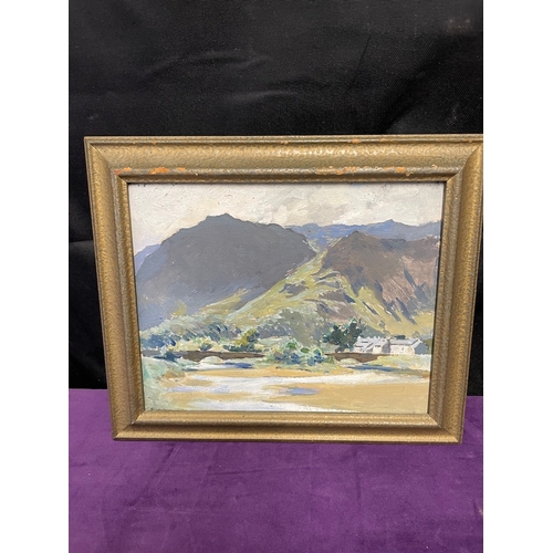 22 - Original 19th Century painter Frank Dean (1865–1947) Dwelling at foot of mountains - Framed 12