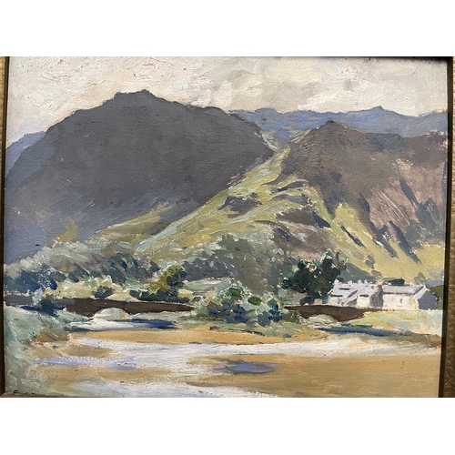 22 - Original 19th Century painter Frank Dean (1865–1947) Dwelling at foot of mountains - Framed 12