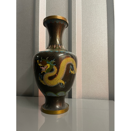 40 - Decorative Mid 20th Century Oriental Cloisonné Enamel Vase - 32cm x16cm