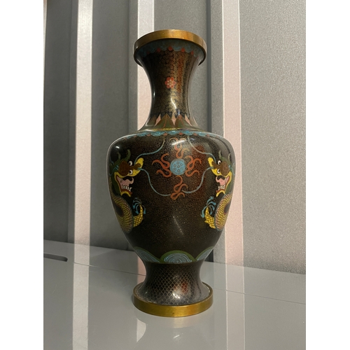 40 - Decorative Mid 20th Century Oriental Cloisonné Enamel Vase - 32cm x16cm