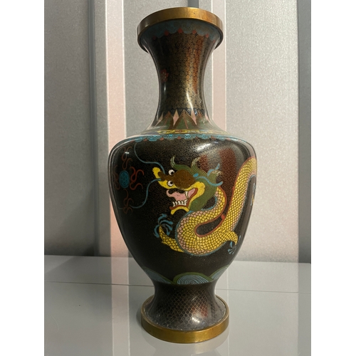 40 - Decorative Mid 20th Century Oriental Cloisonné Enamel Vase - 32cm x16cm