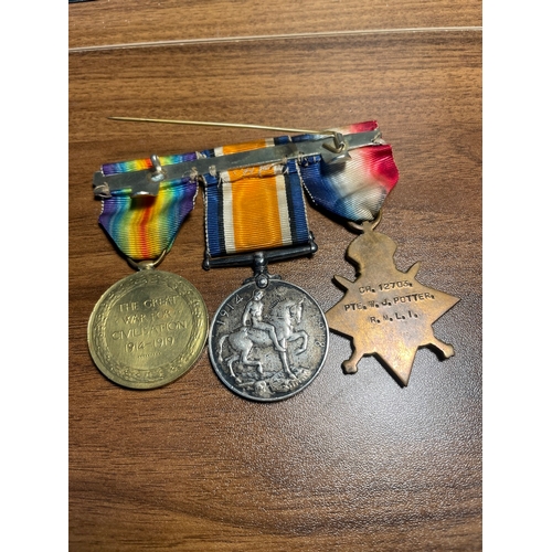 181 - Group of Five Medals Issued to Private W J Potter of the Royal Marine & Royal Marine Light Infantry ... 