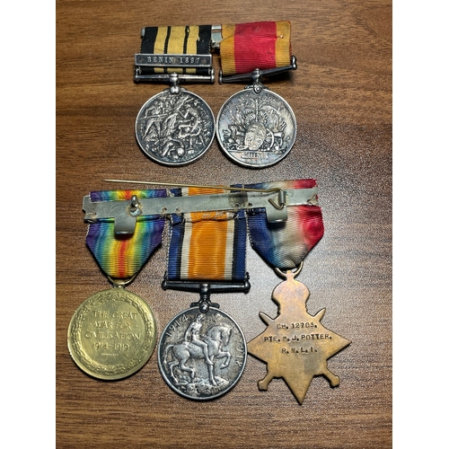 181 - Group of Five Medals Issued to Private W J Potter of the Royal Marine & Royal Marine Light Infantry ... 