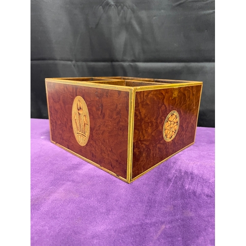 46 - Fine Georgian Mahogany Prince of Wales Feathers Marquetry in boxwood with cross banding compartment ... 