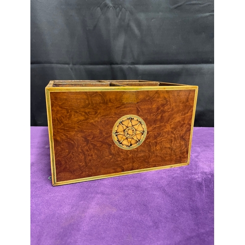 46 - Fine Georgian Mahogany Prince of Wales Feathers Marquetry in boxwood with cross banding compartment ... 