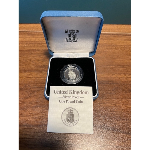 75 - Royal Mint United Kingdom Silver Proof One Pound Coin in case & COA