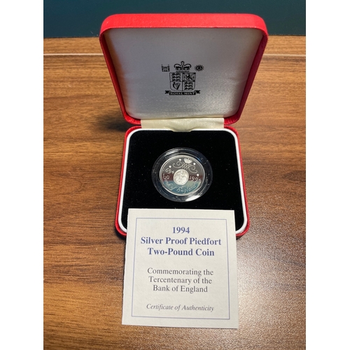 65 - Royal Mint 1994 United Kingdom Silver Proof Piedfort Two Pound Coin in Box with COA Commemorating th... 