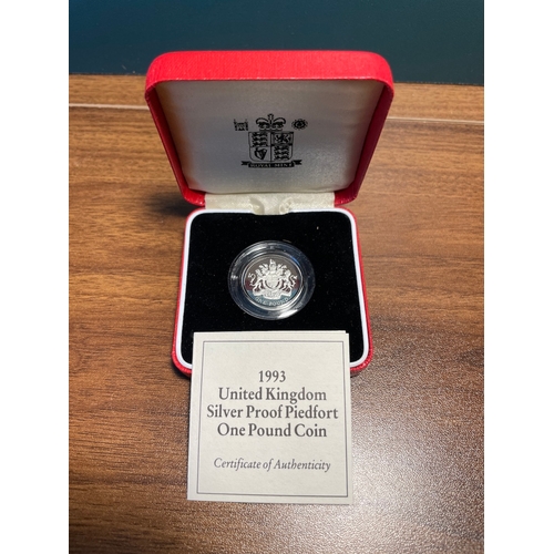 68 - Royal Mint 1993 United Kingdom Silver Proof Piedfort One Pound Coin in Box with COA