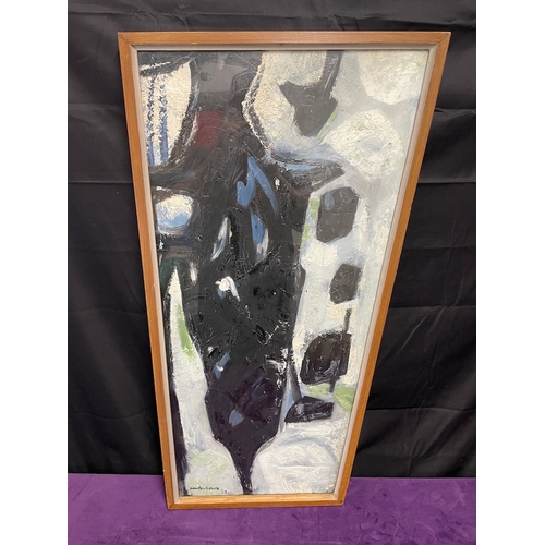 28 - Original 1960's Abstract Contemporary Acrylic on Board Painting Glazed Framed - signed indistinctly ... 