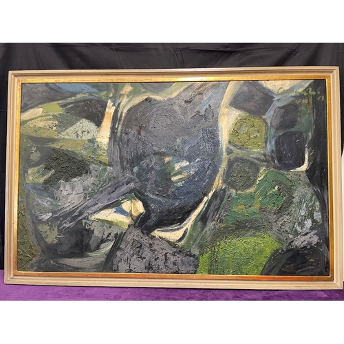 29 - Large 1960's Framed Contemporary Brutalist  Abstract Thickly Applied Acrylic / Oil on board composit... 