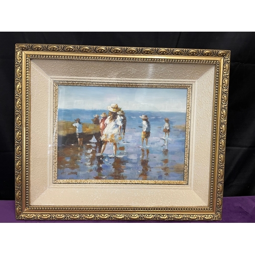 20B - 20th Century Impressionist Oil on Canvas of Children Playing on Beach attributed to Edward Henry Pot... 