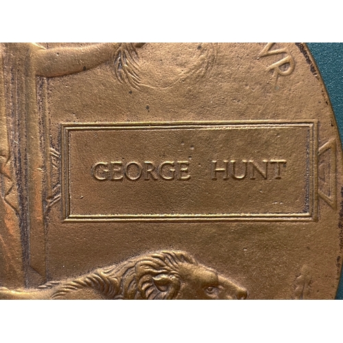 171 - WW1 British Bronze Death Plaque / Penny - George Hunt