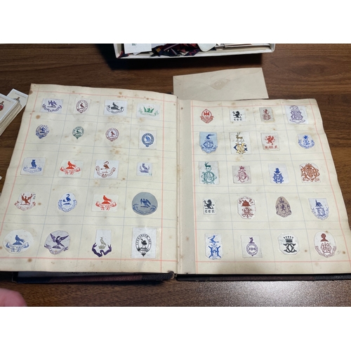 186 - Collection of over 500 Military Arms Crests & Monograms in folder + loose crest's & cigarette cards