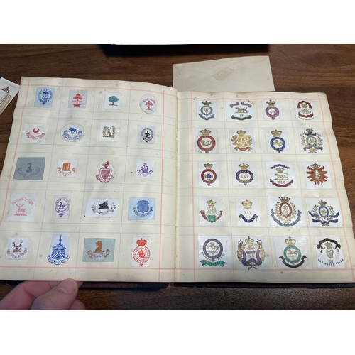 186 - Collection of over 500 Military Arms Crests & Monograms in folder + loose crest's & cigarette cards