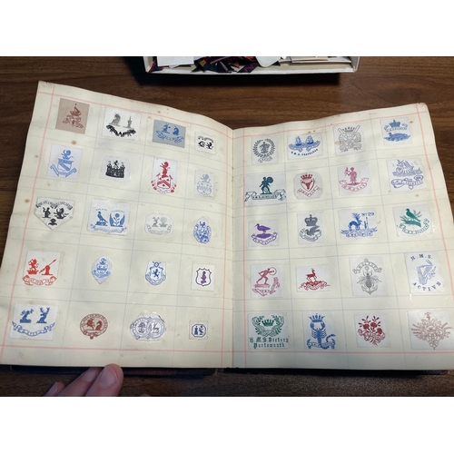 186 - Collection of over 500 Military Arms Crests & Monograms in folder + loose crest's & cigarette cards