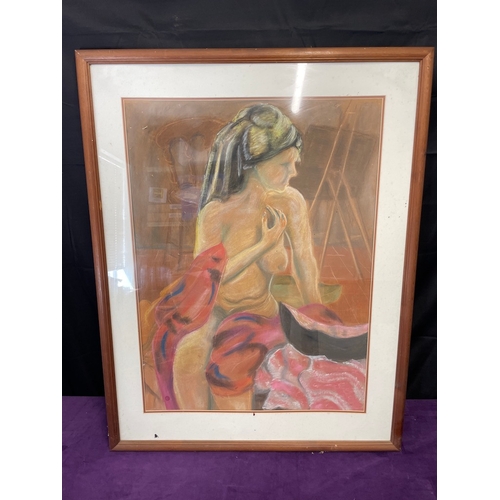 29B - Original Su Walls Nude in Pastel Framed - 29