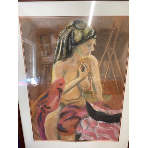 29B - Original Su Walls Nude in Pastel Framed - 29