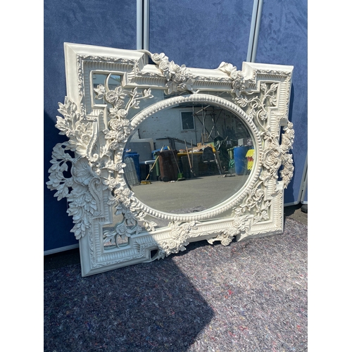 51A - Modern Large White Ornate Mirror 140cm x 102cm