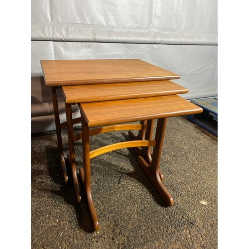 210A - Mid Century Teak G Plan Nest of three tables. 

Dimension of biggest table - 22