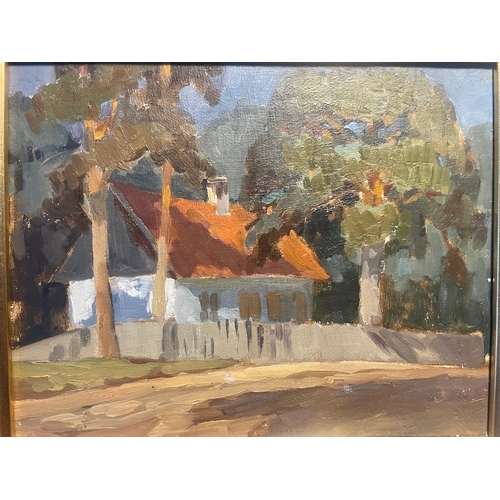 134 - Helena Krajewska (Polish 1910 - 1998) Painter 

Framed Rural Dwelling Oil on Canvas 
15