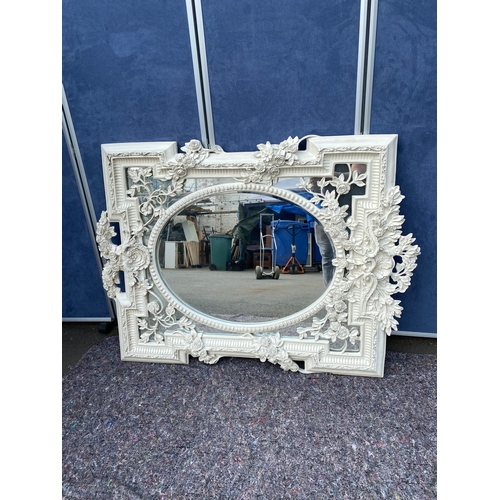 148 - Modern Large Ornate White Mirror 102cm x 140cm