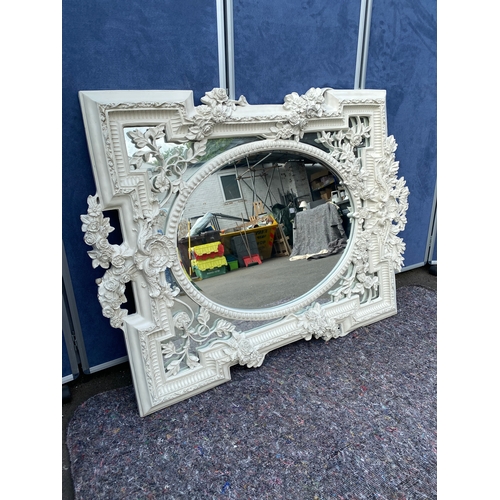 148 - Modern Large Ornate White Mirror 102cm x 140cm