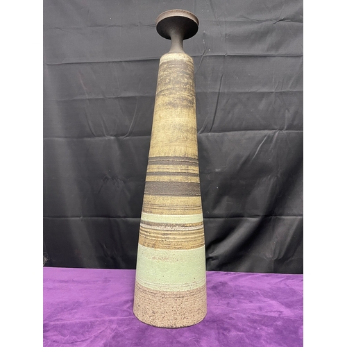 149 - 1960's Tall Cylindrical Ceramic with a Waisted Neck by Studio Potter Glynn Hugo - 64cm x 15cm - sign... 