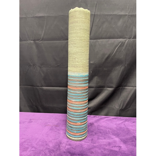 150 - 1960's Tall Cylindrical Ceramic Vase by Studio Potter Glynn Hugo -51cm tall - signed underneath