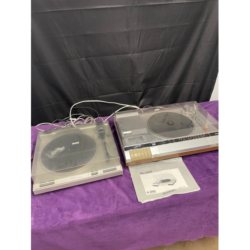 10 - Two vintage record players - Sharp SG 280E /  Pioneer PL 340