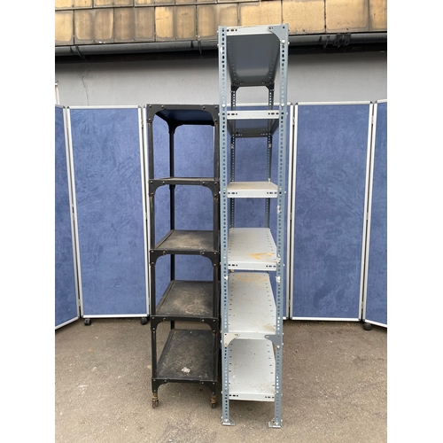 219 - Two metal shelving/racking units.