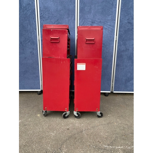 226 - A lot of two six drawer two tier tool trolley/chests/cabinets.