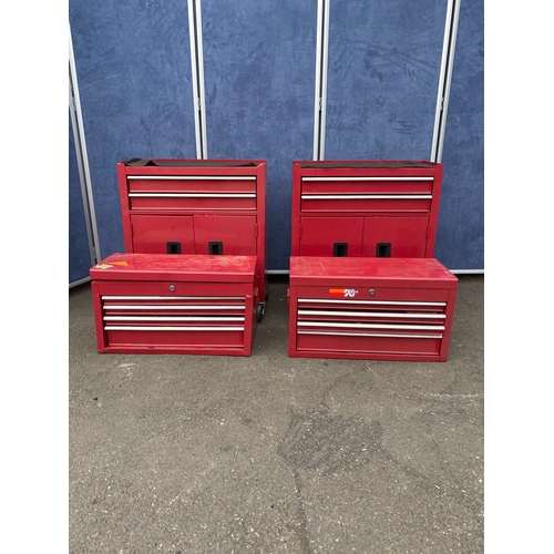 226 - A lot of two six drawer two tier tool trolley/chests/cabinets.