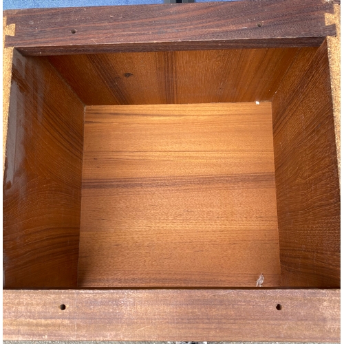 227 - Eleven stackable/changeable teak shelving boxes.

Dimensions in images are for each box.