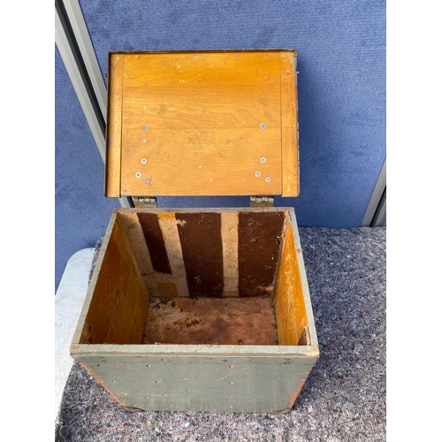 229 - A lot of two wooden boxes. Army/military ammo/memory box design (left). 19th century antique Camphor... 