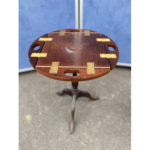 242 - A lot of two small tables. Vintage mahogany butlers table (Left).  Mid century kidney/boomerang side... 