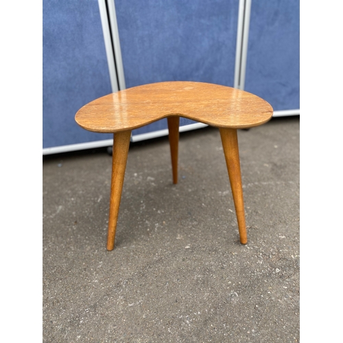 242 - A lot of two small tables. Vintage mahogany butlers table (Left).  Mid century kidney/boomerang side... 