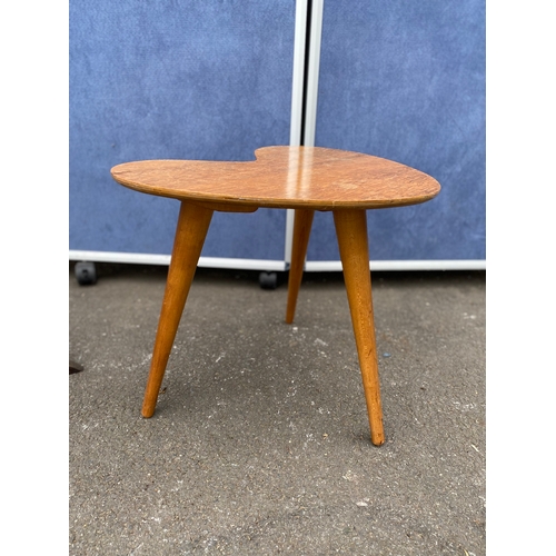 242 - A lot of two small tables. Vintage mahogany butlers table (Left).  Mid century kidney/boomerang side... 