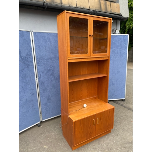 246 - G-Plan teak two door glazed unit/bookshelf