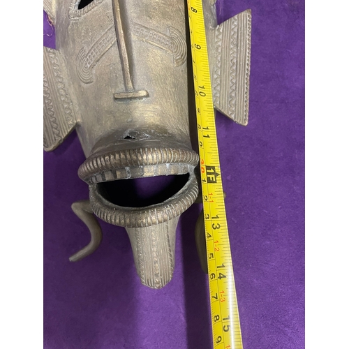 53 - Vintage Brass Ceremonial Mask 36cm x 16cm