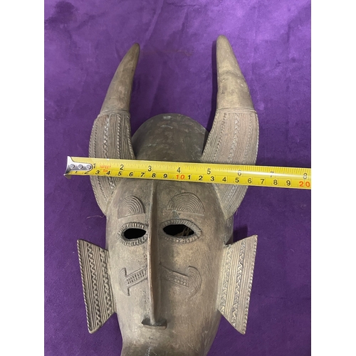 53 - Vintage Brass Ceremonial Mask 36cm x 16cm