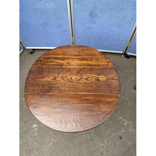 281 - A lot of two antique small dropleaf tables.  Ebonized Mahogany regency style (right) Oak oval drople... 