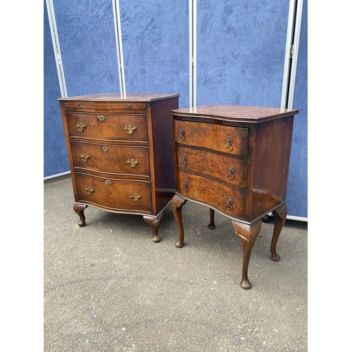 282 - Antique walnut 4 drawer chest of draws with brushing slide and Pedestal/side table both on Cabriole ... 