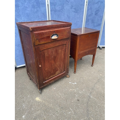 283 - Vintage mid century sewing box and a bedside cabinet on wheels

See images for dimensions.