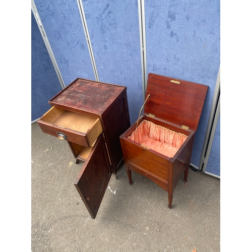 283 - Vintage mid century sewing box and a bedside cabinet on wheels

See images for dimensions.