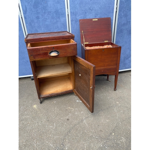 283 - Vintage mid century sewing box and a bedside cabinet on wheels

See images for dimensions.