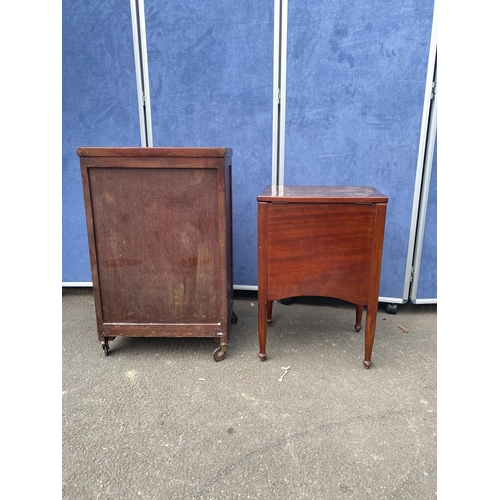 283 - Vintage mid century sewing box and a bedside cabinet on wheels

See images for dimensions.