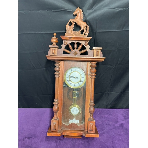 63 - Vintage Mahogany Cased Regulator Wall Clock